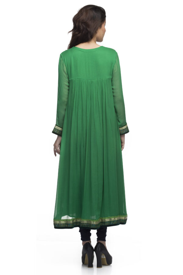 Georgette green ombre emb kurti - Image 2