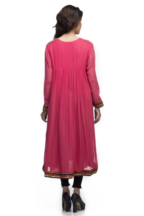 Georgette coral emb kurti - Image 2