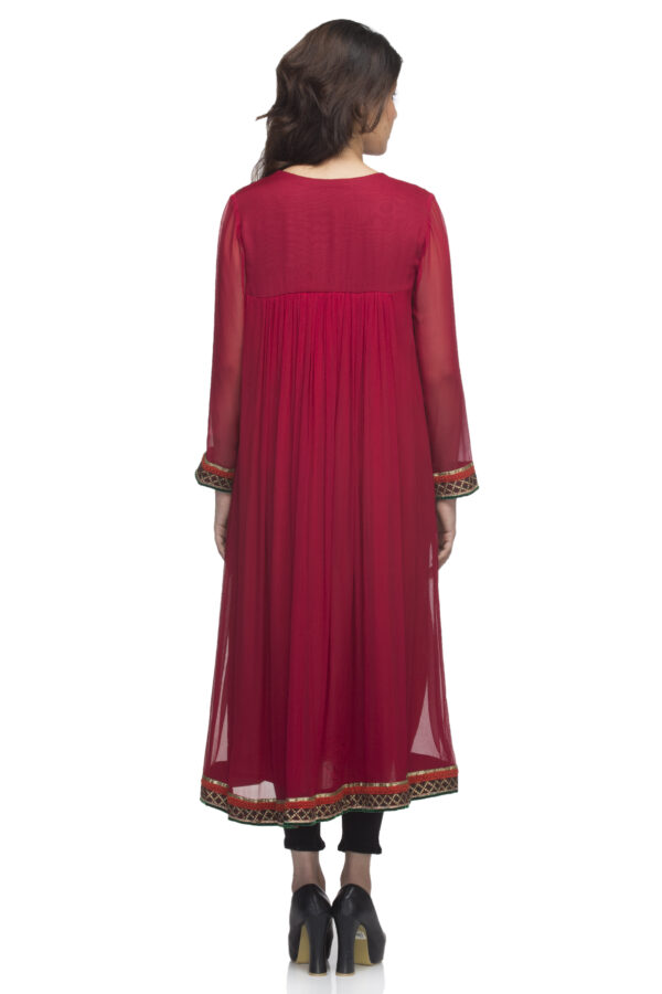 Maroon georgette emb kurti - Image 2