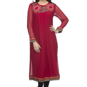 Maroon georgette emb kurti