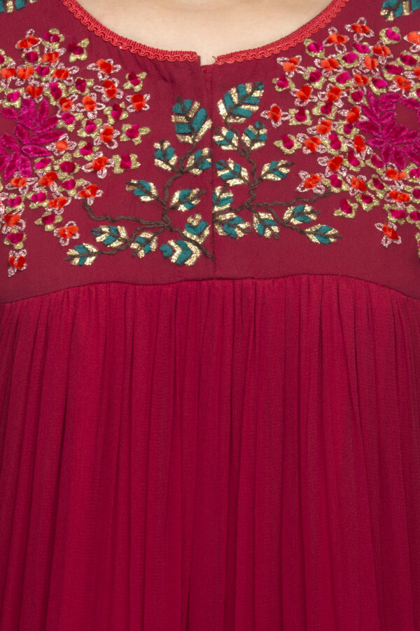 Maroon georgette emb kurti - Image 4