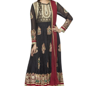 black silk heavy emb frock set